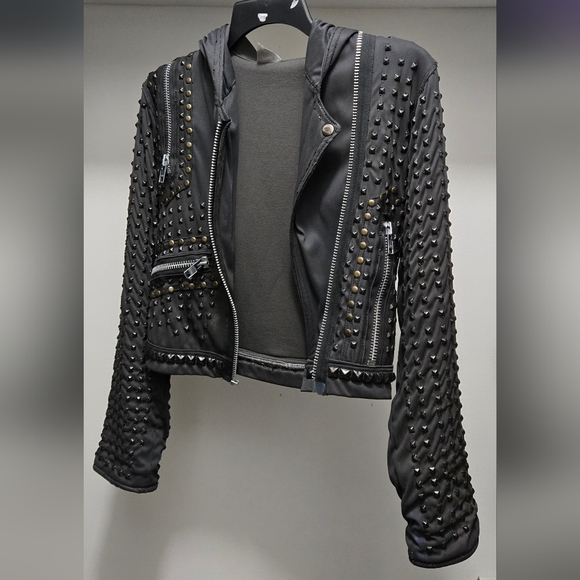 Mayhem x Toxic Vision Upcycled Studded Biker Jacket - Picture 4 of 10